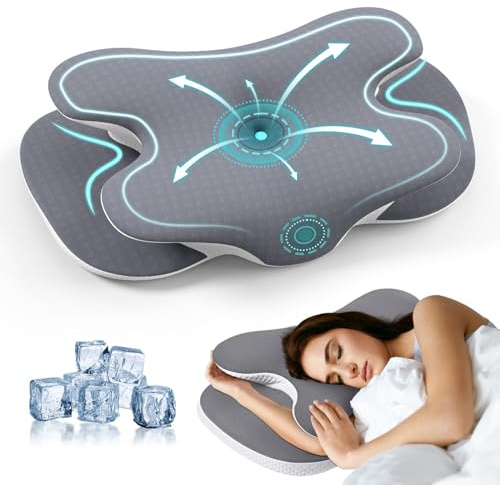 JINXIA Memory Foam Pillow for All Sleepers, Orthopedic Pillow for Neck and Shoulder Pain Relief, Cooling Pillow with Removabole Pillowcase, Gray