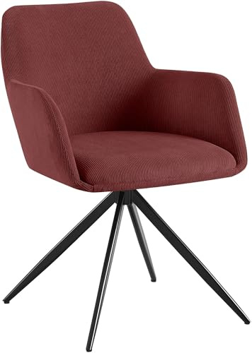 Chaise de Salle à Manger CLP Olema, Rembourrée, Pivotante 180°, Moderne, Bordeaux