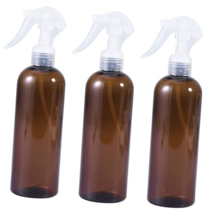 EPIGEIST 3 piezas Botellas Spray Plásticas para Peluquería y Limpieza Pulverizador Recargable Ligero y Fácil de Usar Diseño Ergonómico Marrón para Agua y Productos Líquidos