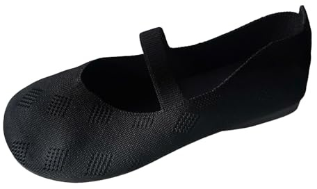 VBEDKDEB Ballerina Shoes Women's Comfortable Flat Ballet Flats Women's Casual Pure Colour Breathable Fly Wedge Large Size Flat Casual Shoes Single Shoes Hiking Shoes Ballet Flats, black, 7 UK