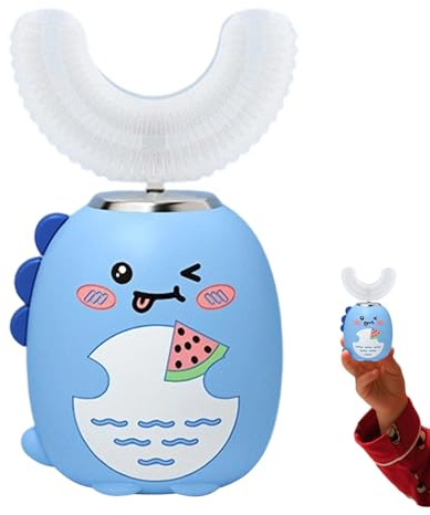 Spazzolino automatico per bambini – Spazzolino elettrico a forma di U a forma di cartone animato con timer, 3 modalità di spazzolatura, design impermeabile, divertente igiene orale per ragazzi e