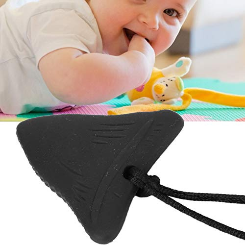 HUSHUI Halsband för Tänder i Silikon Miljövänlig Bitring för Spädbarn 3 Månader och äldre, Bekvämt och Flexibelt, Finns i 5 Färger, 1 Enhet (Svart)