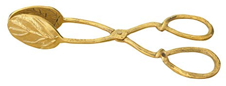 Creative Co-Op Embossed Leaf Shaped Tongs, Gold