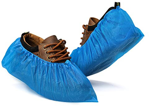 Fuxury 100 Pack (50 Pairs) Disposable Booties for Shoes Covers, Waterproof Shoe Booties Disposable Non Slip, Disposable Shoe Cover for Indoors, and Boot Covers Disposable Non Slip One Size Fits All