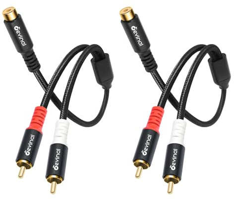 Devinal RCA Y Adapter 1 Feamle to 2 Male RCA Splitter, subwoofer Splitter Cable Gold Plated 10 inch