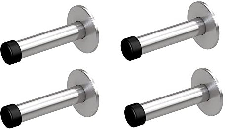 BASI | 4er Set Wand-Türstopper | zur Wandmontage | aus Edelstahl | Türhalter | Türpuffer | Wandtürstopper in Silber | Gummi-Schutz | Wandschutz | 4 Stück