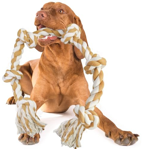 Grande corde à mâcher pour chiens de grande taille, 105 cm, 6 nœuds