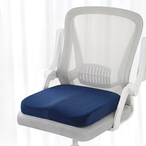 Car Seat Cushion for Driving, Memory Foam Seat Cushion Pad for Long Sitting, Tailbone, Sciatica, Lower Back Pain Relief, Anti Slip Bottom Seat Cushion for Car, Office Chair and Home Chair (Navy Blue)