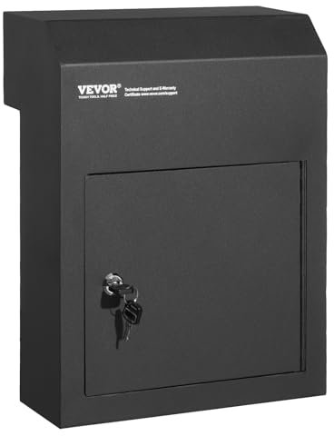 VEVOR Through The Door Key Drop Box, Heavy Duty Steel Through the Door Mailbox with 1.8 12 Key Lock, 12x6x16 Mail Drop Box, Black
