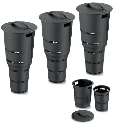 Juego de 3 cubos de compostador para jardín subterráneo de 11 L, color antracita, plástico, altura de 53 cm, cubo de compost modular, cubo de basura orgánico