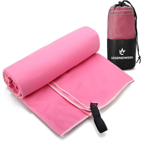 Legendwerk® Mikrofaser-Handtuch PINK 160x80 cm – stylisches Sport- und Saunahandtuch – superleicht, schnell trocknend & mit Schlaufe – ideal für Yoga, Pilates, Strand & Spa