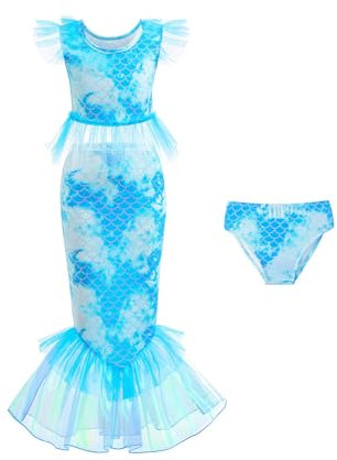 Maillots De Bain Fille Chic, Queue De Sirene Enfant Fille ÉLéGant, VêTements pour Enfants Ete Ensemble SirèNe 3 PièCes Coloré pour Enfants 4-11 Ans Vacances à La Plage