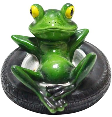 Hiemible Statue de Grenouille,Décoration Flottante pour Bassin | Sculpture Animale Allongée sur Pneu Ornement de Pelouse pour Maison Arrière-Cour Balcon Piscine et