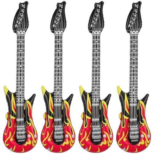 SHINEOFI 4 Guitarras Inflables, Divertidos Instrumentos de PVC, Decoraciones para Fiestas Infantiles, Multicolor, 35.43 Pulgadas