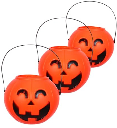 VANZACK 3 Piezas Unidades Cubos Calabaza Halloween Contenedores Dulces para Decoración Fiesta Terrorífica para y Regalos