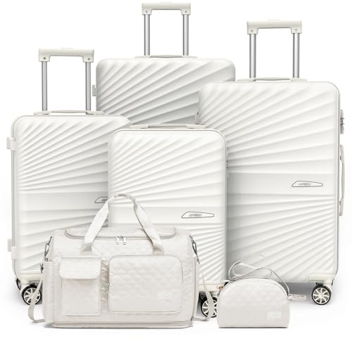 Joyway Juego 6 Maletas ABS, TSA, Ruedas 360° Bloqueables, Neceser y Bolsa | Asa telescópica 3 niveles, cremalleras reforzadas, compartimentos internos, carcasa antiarañazos y bolsa de viaje incluida