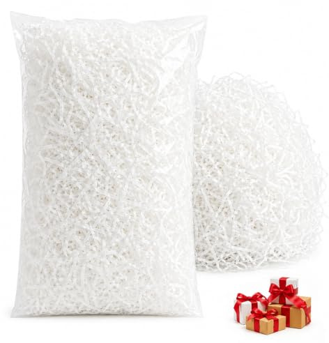PHYNDR 100g Papier Déchiqueté Pour Emballage, Panier De Remplissage Cadeau, DIY Raffia Remplissage Pour Décoration De Fournitures De Fête（Blanc Naturel）