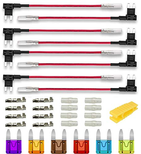 Gebildet 8pcs 12V-24V ATM Klein Größe Autosicherungen Stromdieb,Stecksicherung Verteiler Flachsicherungsadapter mit 6pcs Sicherung (3A/5A/7.5A/10A/15A/20A) und Sicherungsabzieher
