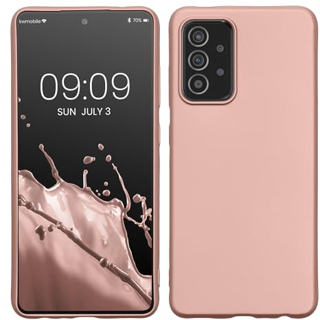 kwmobile Case kompatibel mit Samsung Galaxy A52 / A52 5G / A52s 5G Hülle - Schutzhülle aus Silikon metallisch schimmernd - Handyhülle Metallic Rosegold