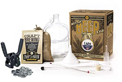 Craft a Brew - Deluxe Beer Brewing Kit - Light Lager - For Home Brewing - Beer Making Supplies - Includes Beer Brewing Kit, Recipe Kit, Capper, and Caps - 1 Gallon