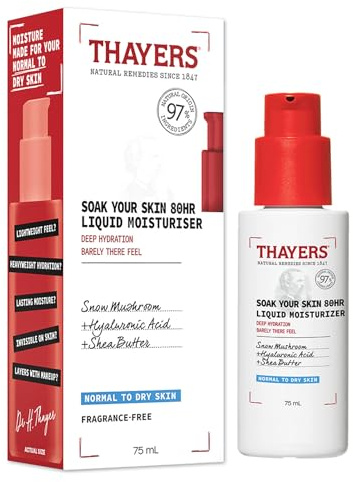 Thayers Crema Idratante Viso con Acido Ialuronico e Tremella Fuciformis - Lozione per Pelli Normali o Secche - Soak Your Skin 80HR Liquid Moisturizer - 75 ml