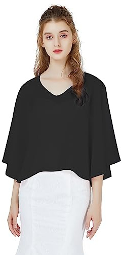 BEAUTELICATE Chal Mujer Fiesta Capa Gasa Estola Verano Elegante Vintage Bolero para Ceremonia Novia Boda Casuals（Negro）