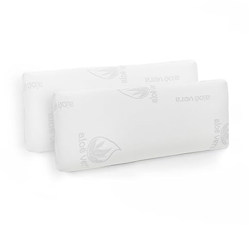 Aitsse- Almohada viscoelástica con núcleo 100% Viscoelástico, Funda de Aloe Vera Desenfundadle, Ergonómica, Anti bacterias,Termorregulable y Libera la presión Cervical. (Pack 2 Unidades 70 cm)
