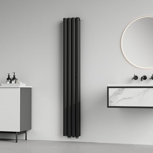 [neu.haus] Termosifone da Parete Radiatore Design Riscaldamento ad Acqua Calda Termoarredo a Pannello Doppio con Elementi Tubolari 160 x 24 cm - Nero