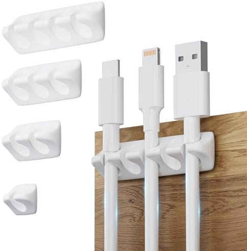 Mojimdo 5 Pack Wire clip Kit, Gestionnaire de câbles de bureau, support de pince de câble pour Micro USB type C iPhone USB vers Lightning câble de charge, gestionnaire de câbles adhésif