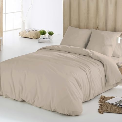 Icehome - Funda Nórdica 90 de Microfibra Ecológica, Juego de Funda Edredón 150x220 cm + Funda de Almohada Lisa 45x110 cm, Ultrasuave, Transpirable y Libre de Arrugas, Certificado Oeko-Tex, Beige
