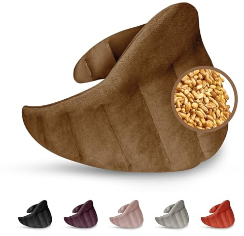 LESCHI XXL Coussin chauffant micro ondes (60x28cm) en coton 100% bio, 11 compartiments, marron, Bouillotte graines de blé 100% bio, Bouillotte micro-ondes idéale pour réchauffer épaules, cou, nuque