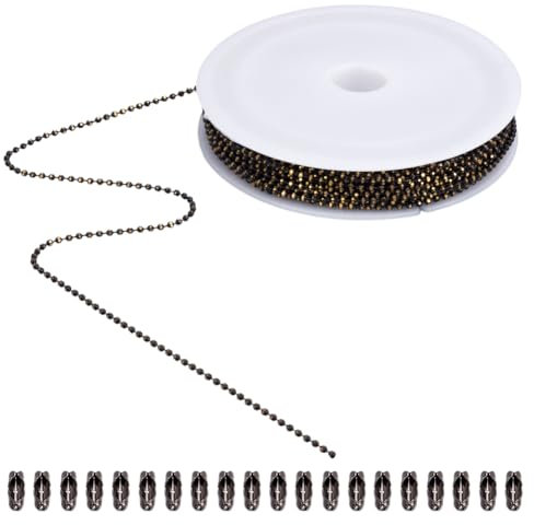 SOFPLATE 30 Piede/9 m 1.5mm Catena A Sfere in Ottone per Cani con Perline A Forma di Piastrina Piccola Palla Rotonda Sfaccettata Canna di Fucile Saldata in Metlega con Maglie in Rotolo Connettori per