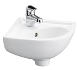 Maykoosh Corner Bathroom Sink - Vitreous China Washbasin with Faucet Hole - 17 3/8 x 14 3/8 Inch