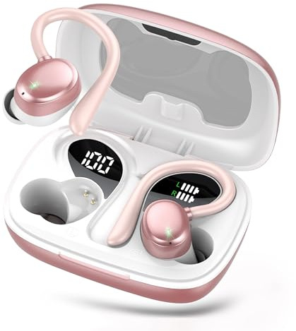 Auriculares Inalámbricos Bluetooth 5.3, Auriculares Deportivos con pantalla LED, 72 Horas de Reproducción, Cancelación de Ruido ENC de 40 dB, Auriculares Impermeables IPX7 para Entrenamiento/Running