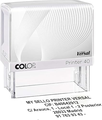 STAMPRINT VERSAL Sello Personalizado TRODAT 4913 | Sello Automático de Caucho 55x20 mm con Logo, Texto, Nombre y Dirección | Ideal para Oficina, Empresa, Médico y Profesor | Blanco
