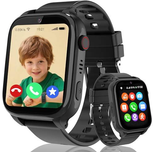 Smartwatch Bambini 4G, Orologio per Bambino Bambina Telefono con Videochiamata SOS Chat Vocale Sveglia Contapassi Modalità Classe Gioco, Impermeabile Smartwatch con SIM Regalo per Ragazza e Ragazzo