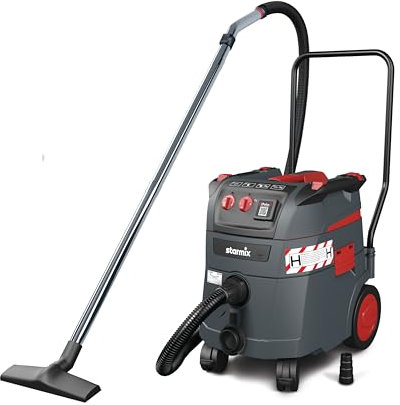 Starmix iPulse H-1635 Safe Plus – Industriestaubsauger Staubklasse H, 280 mbar, 35 l – automatische Filterabreinigung, HEPA H14-Filter – DIN-zertifizierter & BG-BAU-förderfähiger Sicherheitssauger