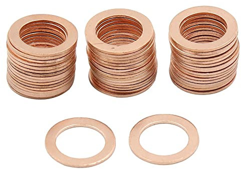 sourcing map 50 Stücke Unterlegscheiben Flach Dichtung Kupferringe Dichtringe 14mm
