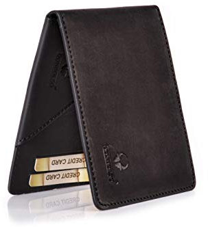 DONBOLSO Geldbörse Herren - Leder Portmonee Herre mit RFID-Schutz für Sicheres Bezahlen - Kompakte Größe mit 10 Kartenfächern und Geldscheinklammer - Vintage Schwarz