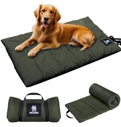 OneTigris Dog Bed Travel 43 * 27.5 Inch, Portable Dog Bed Camping for Washable Durable Oxford Portable Sleeping Mats for Car Crate Sofa also For Indoor Outdoor Camping Travel Green (M)