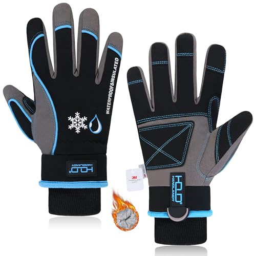HANDLANDY HLDD Waterproof & Windproof Winter Gloves for Men Women, Touchscreen Thermal Gloves for Cold Weather, Ski Snowboard Work Glove