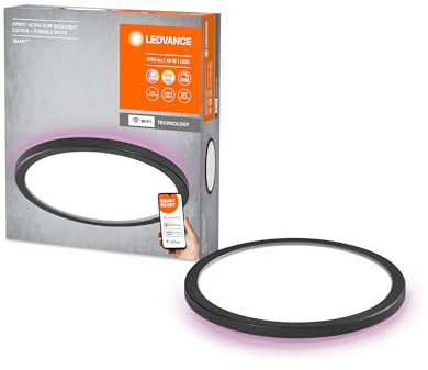 Ledvance SMART+ ORBIS WiFi-Panelleuchte, schwarz, 19W, 1790lm, 235mm, regulierbares Weißlicht(2700K-6500K), Rahmen mit RGB-Farblicht, dimmbar, steuerbar per App, mit Amazon, Google, Co., 4058075752788