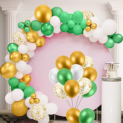 Vicloon Arco Kit Ghirlanda Palloncini, 143Pcs Oro Verde Palloncini in Lattice Coriandoli, Decorazione Set, Ghirlanda di Palloncini con Oro Bianco Palloncino per Compleanno Matrimonio