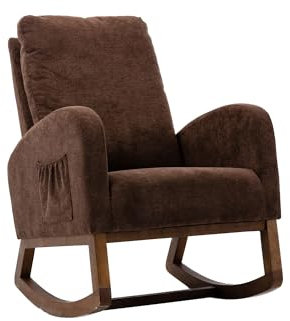 SUPPNEED Schaukelstuhl, gepolstertes Kinderzimmer Glider Rocker für Baby und Kinder, Comfy Sessel mit Side Pocket, Wohnzimmer Lounge Sessel mit hoher Rückenlehne