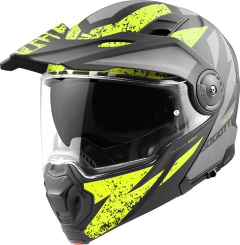 Bogotto FG-102 Safari Enduro hjälm i glasfiber, schwarz matt/grau/gelb, L