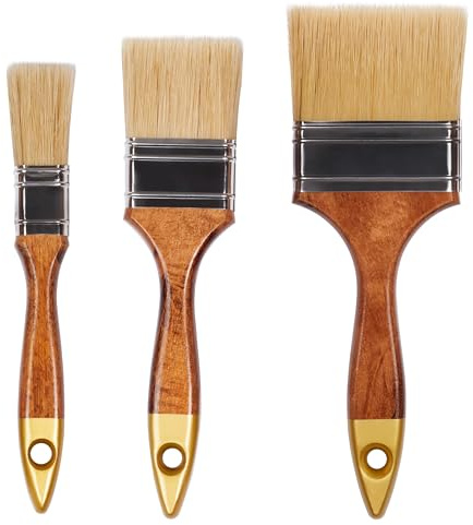 FOLTAPE Pinsel Set Malerpinsel in 25mm, 50mm, 76mm, Flachpinsel mit Ergonomischer lackierter Holzgriff, Malerpinsel Set Für Pinsel Wandfarbe & Lasurpinsel, Lackpinsel mit Dichte Borsten