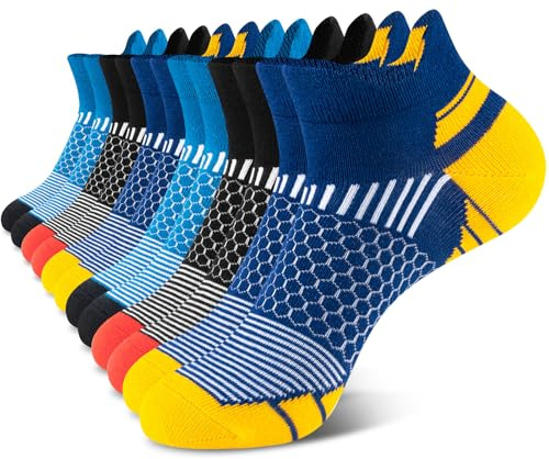 Niofind Mens Trainer Socks, Ankle Cushioned Running Socks, Cotton Low Cut Breathable Anti-Blister Sock for Sports Hiking Cycling Walking Multipack 6 Pairs