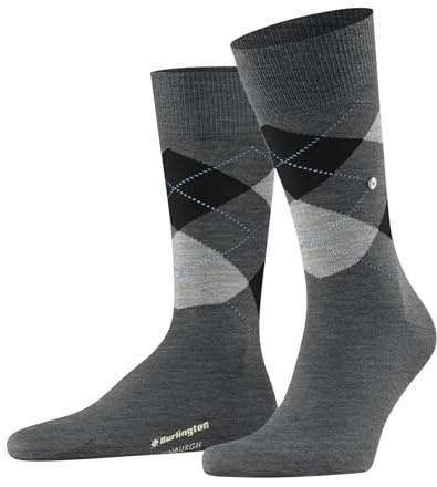 Burlington Edinburgh M So laine fantaisie 1 paire, Chaussettes Homme, Gris Asphalt Melange 3180, 40-46