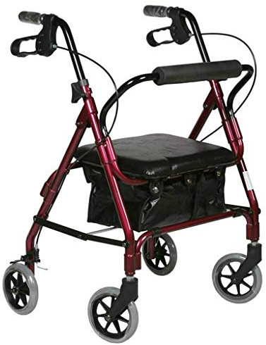 Dntum Folding Rollator Rollator Lightweight Folding Walker with Seat 4 Wheeled Walking Frame with Brakes Carry Bag Adjustable Height Perfect for Indoor and Outdoor Walking Frame with Wheels