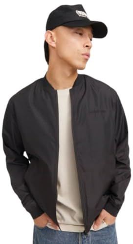 JACK & JONES Jjzack Bomber 100% Polyester, Noir, XL Hommes